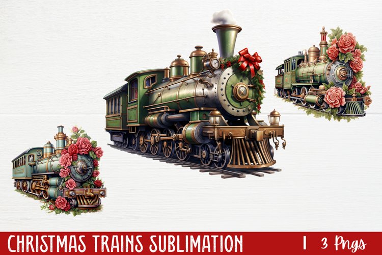Christmas Trains Sublimation, PNG