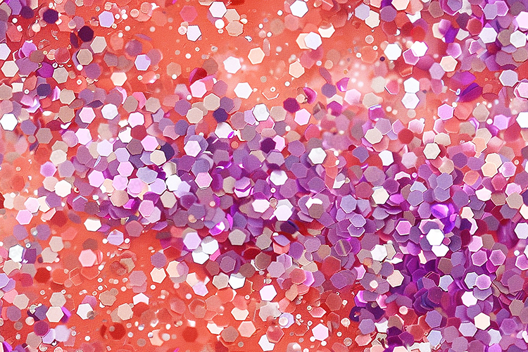 Purple Glitter on Orange Abstract Background
