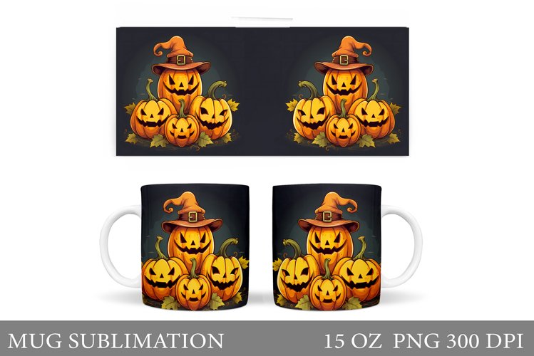 Pumpkin Mug Sublimation. Halloween Mug Wrap Design