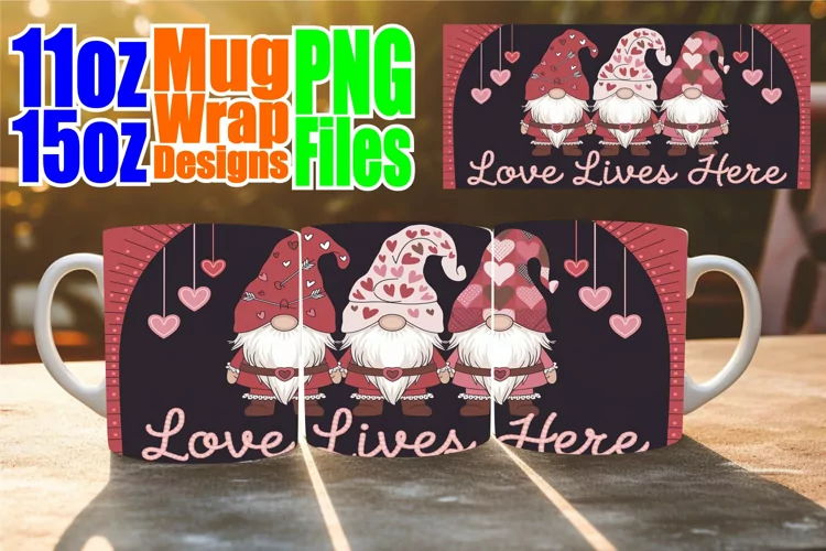 Inspired thoughts 11oz 15oz mug wrap, Love Gnome