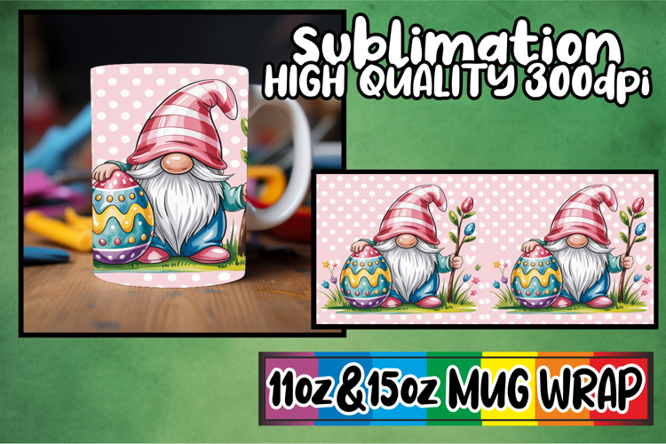 Happy hearts 11oz 15oz sublimation wrap, Easter Gnomes