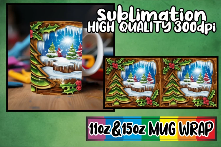 Beautiful day sublimation 11oz 15oz mug wrap, Christmas