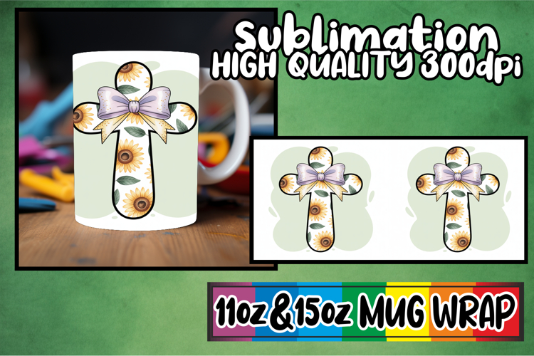 Everyday joy sublimation 11oz 15oz mug wrap, Cross and Bow