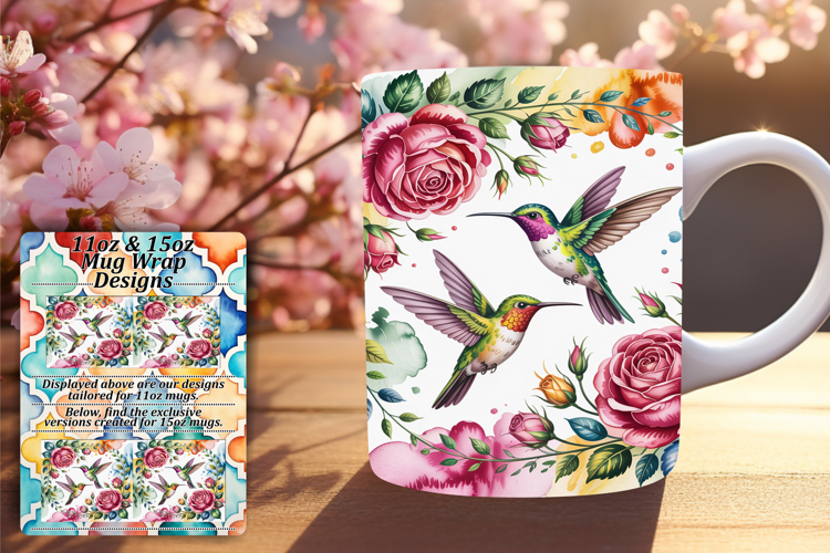 Glamorous 15oz Mug Wrap Png Artwork , Birds