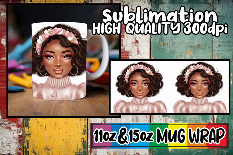 Cheerful skies 11oz 15oz sublimation wrap, Afro Girl