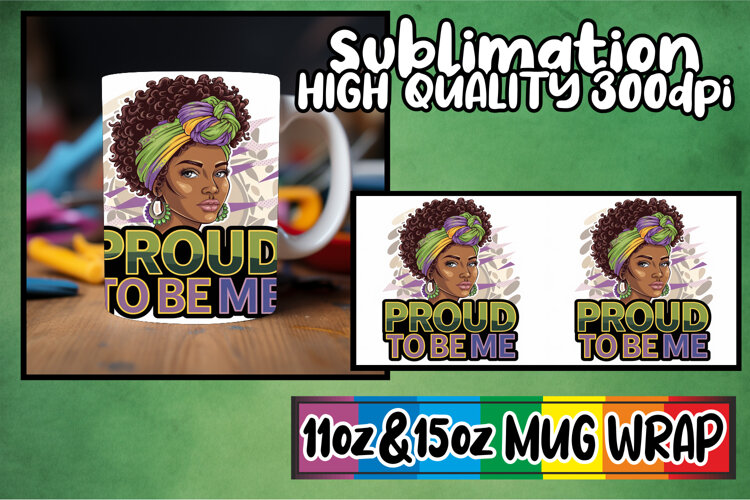 Radiant mornings sublimation mug wrap, Black Woman example image 1