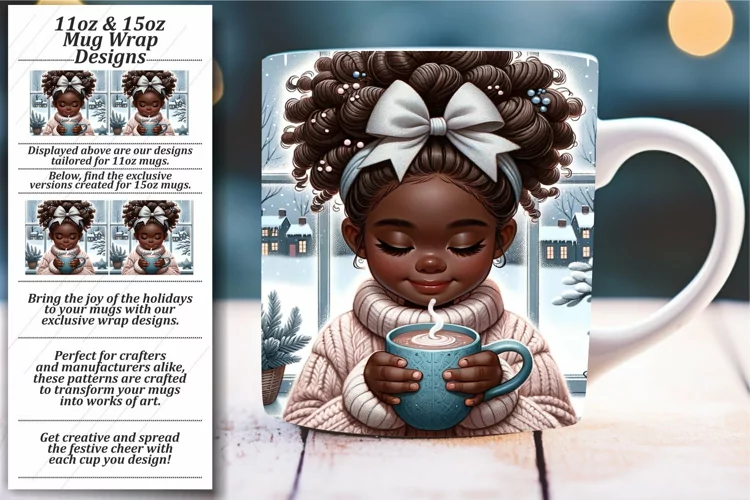 Vibrant 3D Holiday Family Mug Wrap