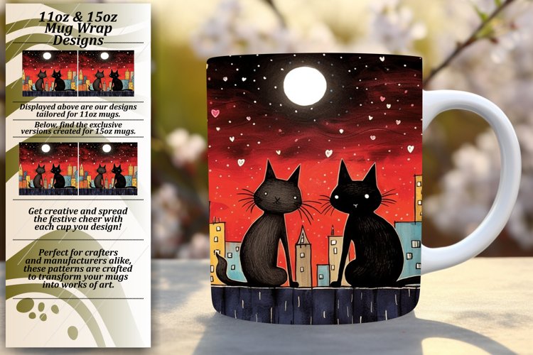 Kitty Love Notes: Valentines Cat Mug Wrap Sublimation