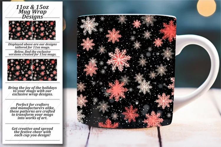 Radiant Winter Moments: Sparkly Snowflakes Mug Wrap
