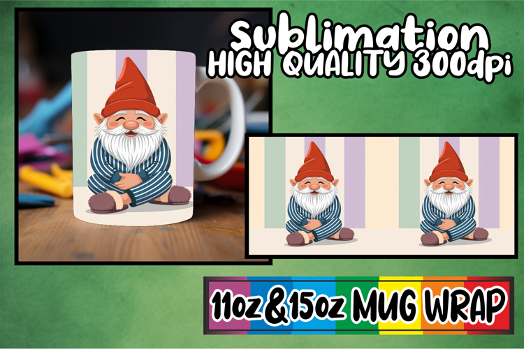 Graceful elegance 11oz 15oz mug wrap, Gnomes