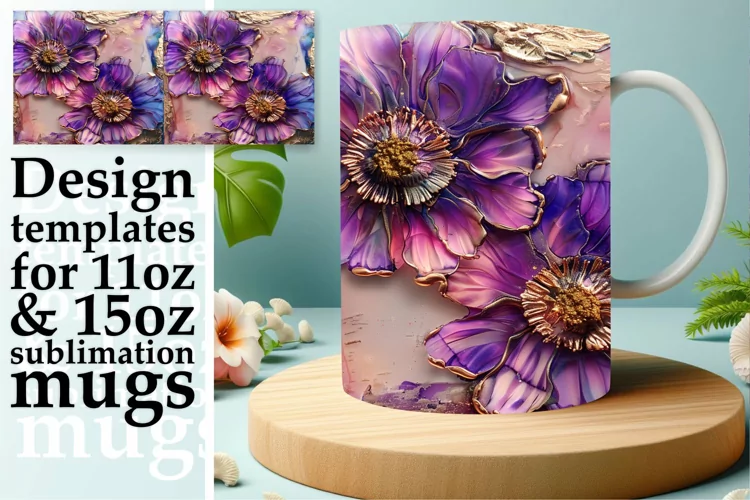 Sparkling Blossom Mug Wrap: 3D Sublimation