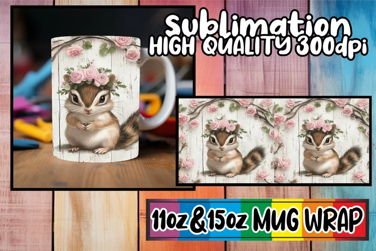 Spring Animal Mug Wrap | Watercolor Flowers 11oz 15oz
