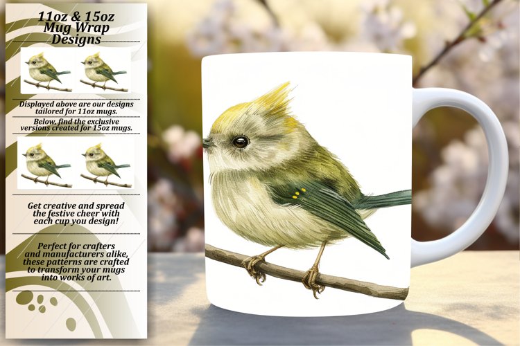 Spring Bird Mug Wrap 11oz/15oz Sublimation Design example image 1