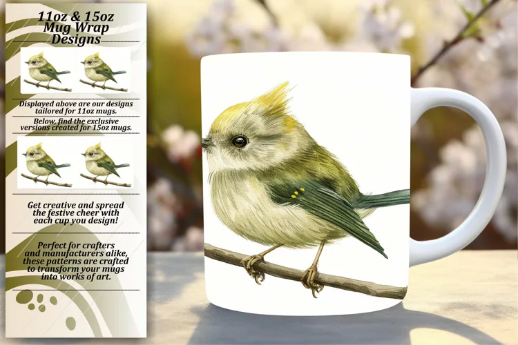 Spring Bird Mug Wrap 11oz/15oz Sublimation Design