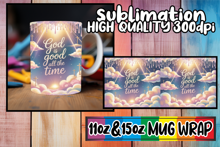 Beautiful day sublimation 11oz 15oz mug wrap, Christian