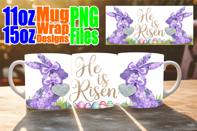 Heartfelt vibes 11oz 15oz sublimation wrap, Easter Bunny