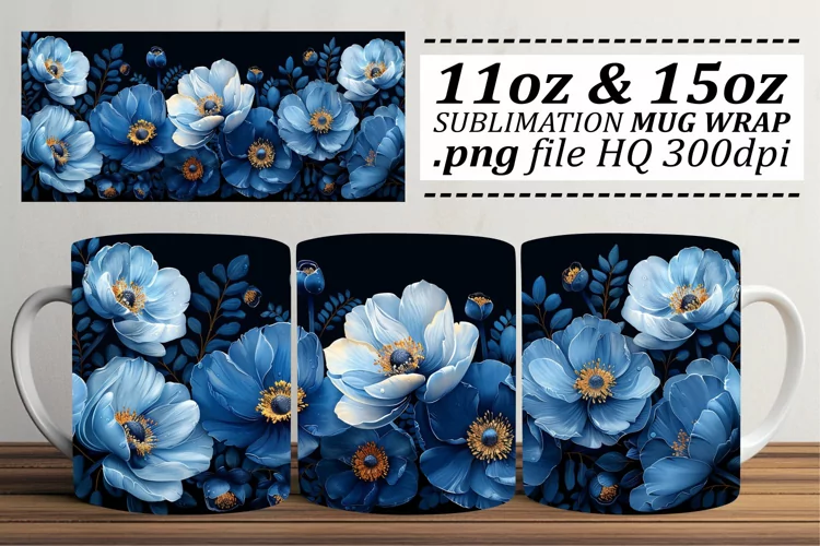 Spring Flowers Mug Wrap - 11oz 15oz Sublimation