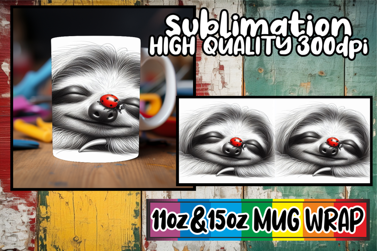 Cheerful hearts sublimation mug wrap, Cute Animals