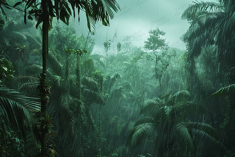 Misty Jungle Rainforest Rain Background