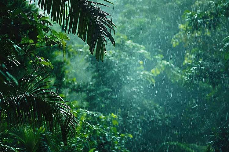 Misty Jungle Rainforest Rainfall Background