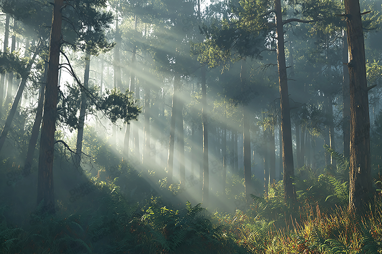 Ethereal Sun-Drenched Forest Background