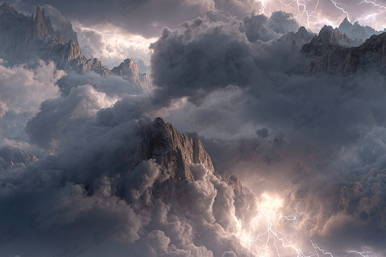 Mountain Lightning Storm Abstract Background