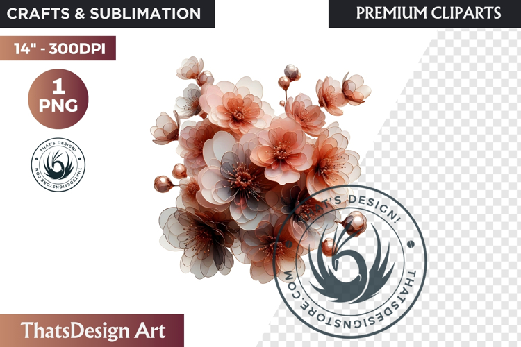 Pink Rose Gold flower Clipart, Abstract Flowers Wedding PNG