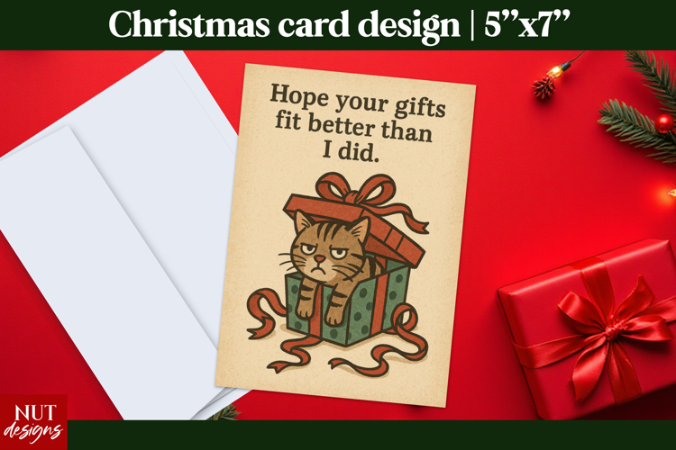 Vintage Christmas Cards Funny Cat Christmas Card Design