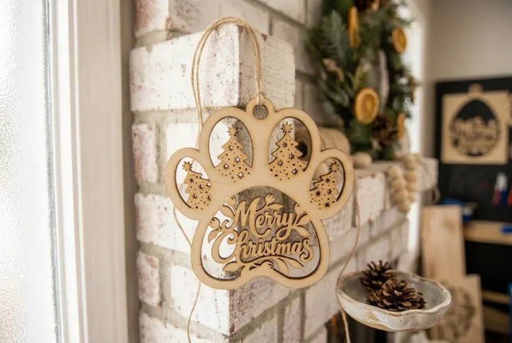 Dog Paw Christmas Tree Ornament Laser Cut File