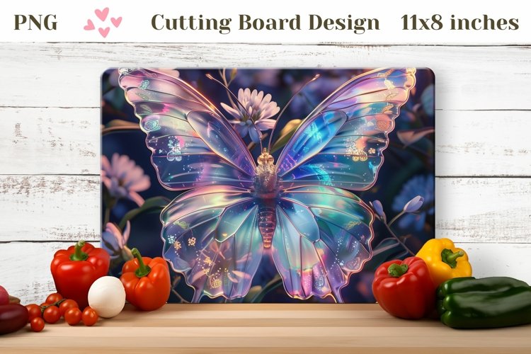 Butterfly Cutting Board, Holographic Butterfly Sublimation