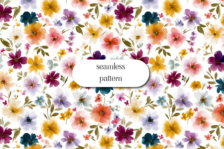 Watercolor Wildflower Pattern Seamless Floral Digital Paper