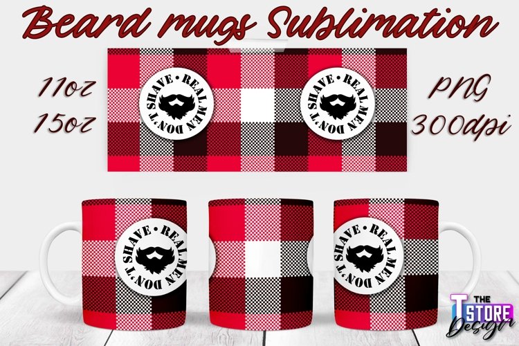 Beard Mug Design | 11 oz 15 oz Mug Sublimation | PNG File example image 1