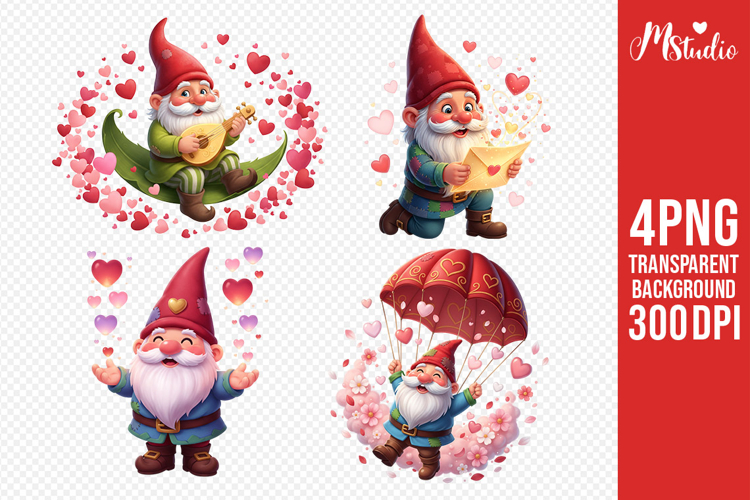 Valentine Gnome PNG Love Letter & Music Clipart
