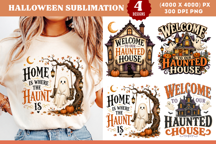 Ghost Haunted House Halloween Sublimation PNG