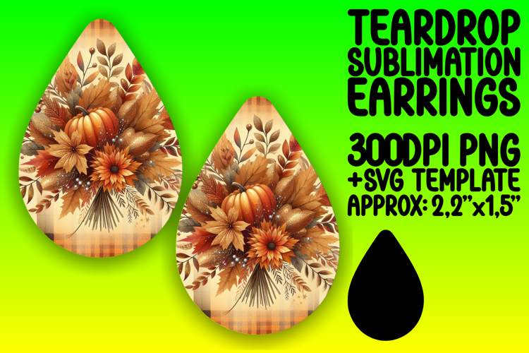 Elegant Teardrop Sublimation Design Artwork , Autumn Flower