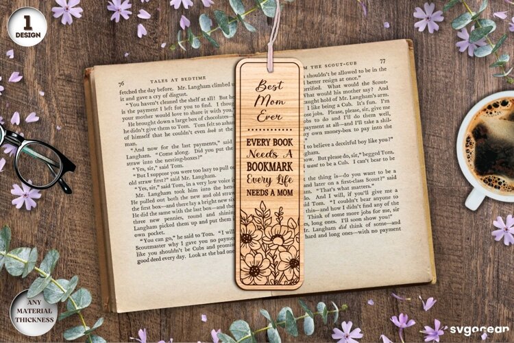 Mother's Day Bookmark Laser Cut | Glowforge | SVG example image 1