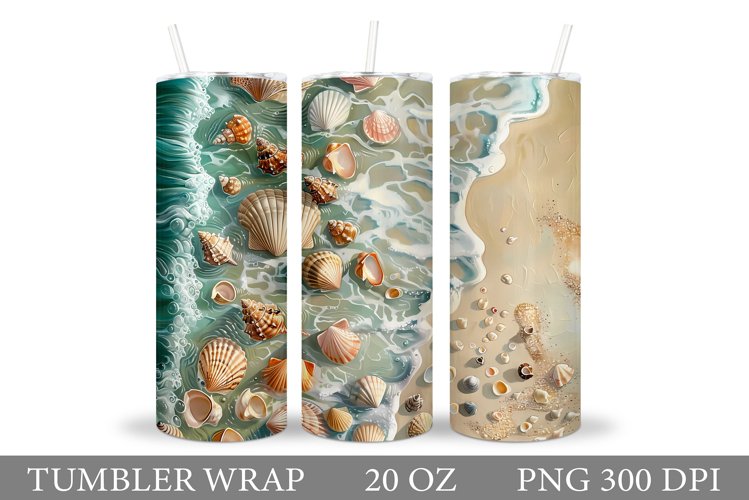 Seashell Tumbler Sublimation. Sea Tumbler Wrap Design