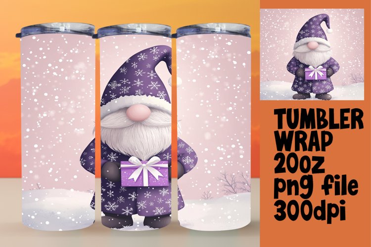 Watercolor Christmas Gnome Tumbler Wrap for 20oz Cups