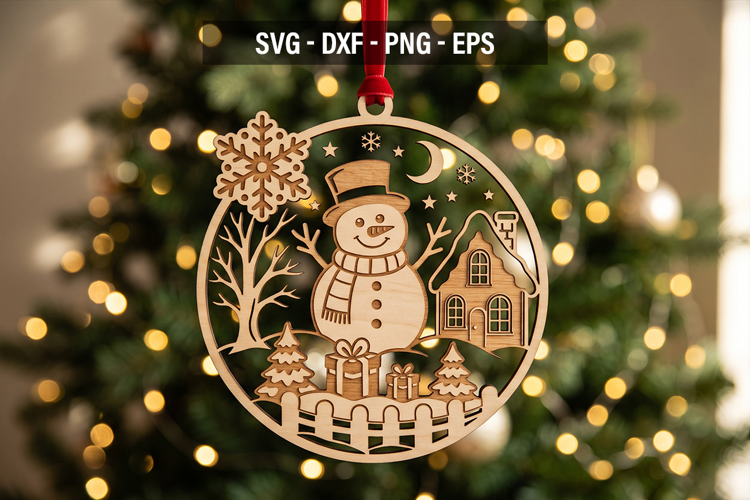 Christmas Snowman SVG | Laser Cut Ornament File