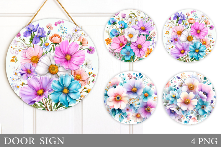 Wildflowers Door Sign Sublimation. Flowers Door Sign Design