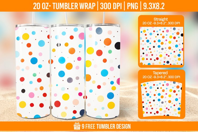 Confetti Tumbler Wrap Designs, Sublimation Wrap