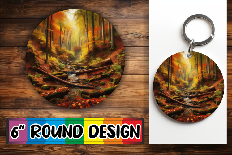 Unique Car Coaster Round Design, Autumn