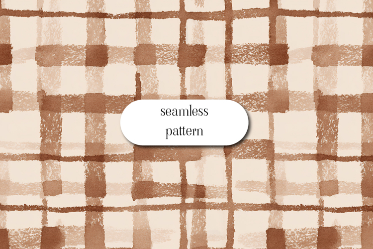 Warm Brown Watercolor Plaid Seamless Pattern