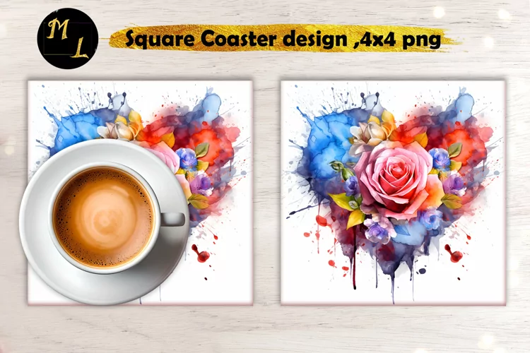 Roses Square Coaster,Watercolor Roses Coaster sublimation