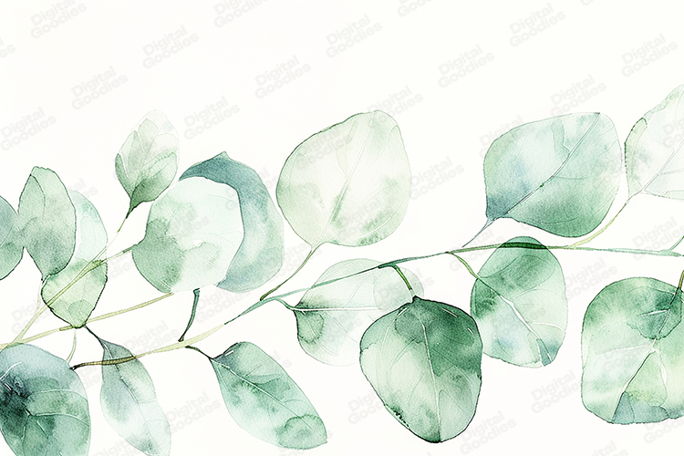 Eucalyptus Leaves Watercolor Botanical Background