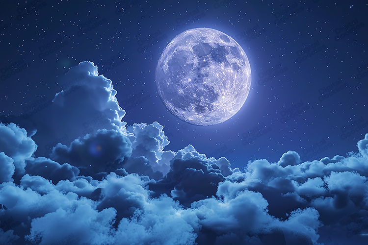 Bright Full Moon and Night Clouds Background