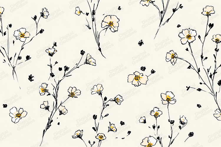 Wildflower Sketch Botanical Illustration Background