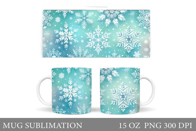 Snowflakes Mug Sublimation. Christmas Mug Design example image 1