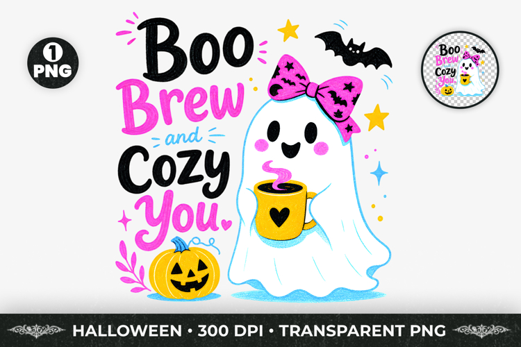 Boo Brew Ghost Halloween Sublimation T-Shirt Design PNG