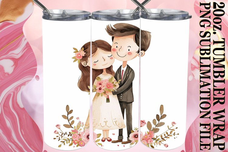 Minimalist Wedding Tumbler Sublimation: Watercolor Beauty example image 1